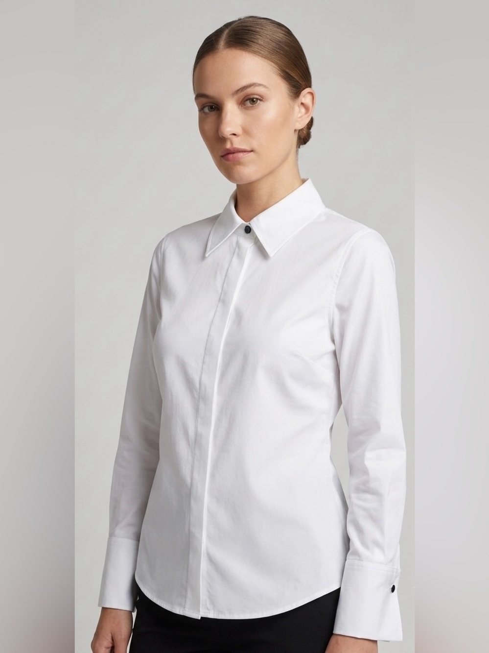 Jason Wu White Cotton Poplin Button Down Shirt Cuff Link Sleeves Size S